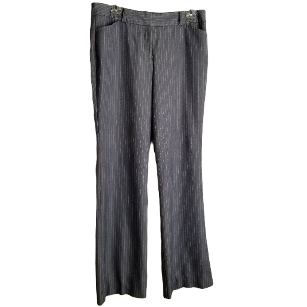 Gray White Pinstripe Dress Pants Womens 8 Worthington Modern Fit Trousers Office